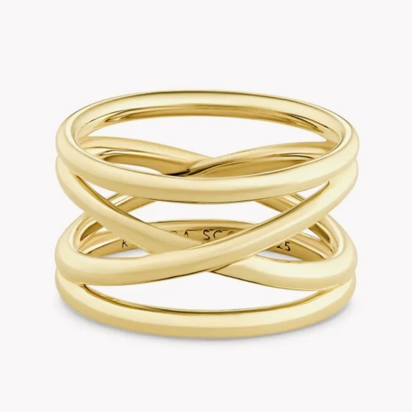 Kendra Scott Sarah Band Ring in 18k Yellow Gold Vermeil - Picture 1 of 4
